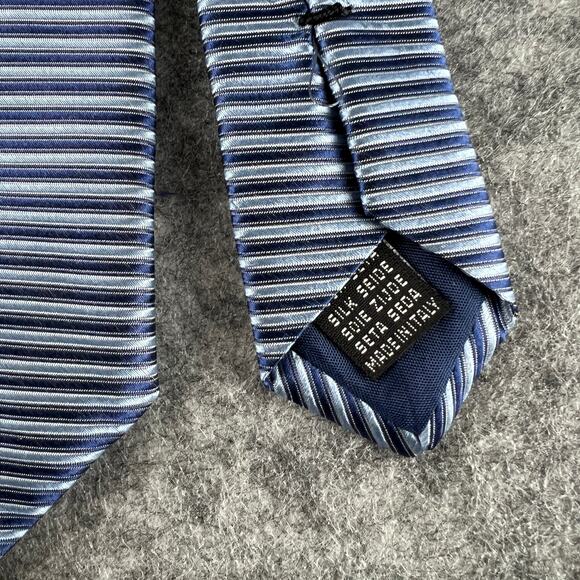 Volta‎ Seta made in ITALY 100% Silk Tie Men's Navy Blue Stripe Necktie - Picture 4 of 5